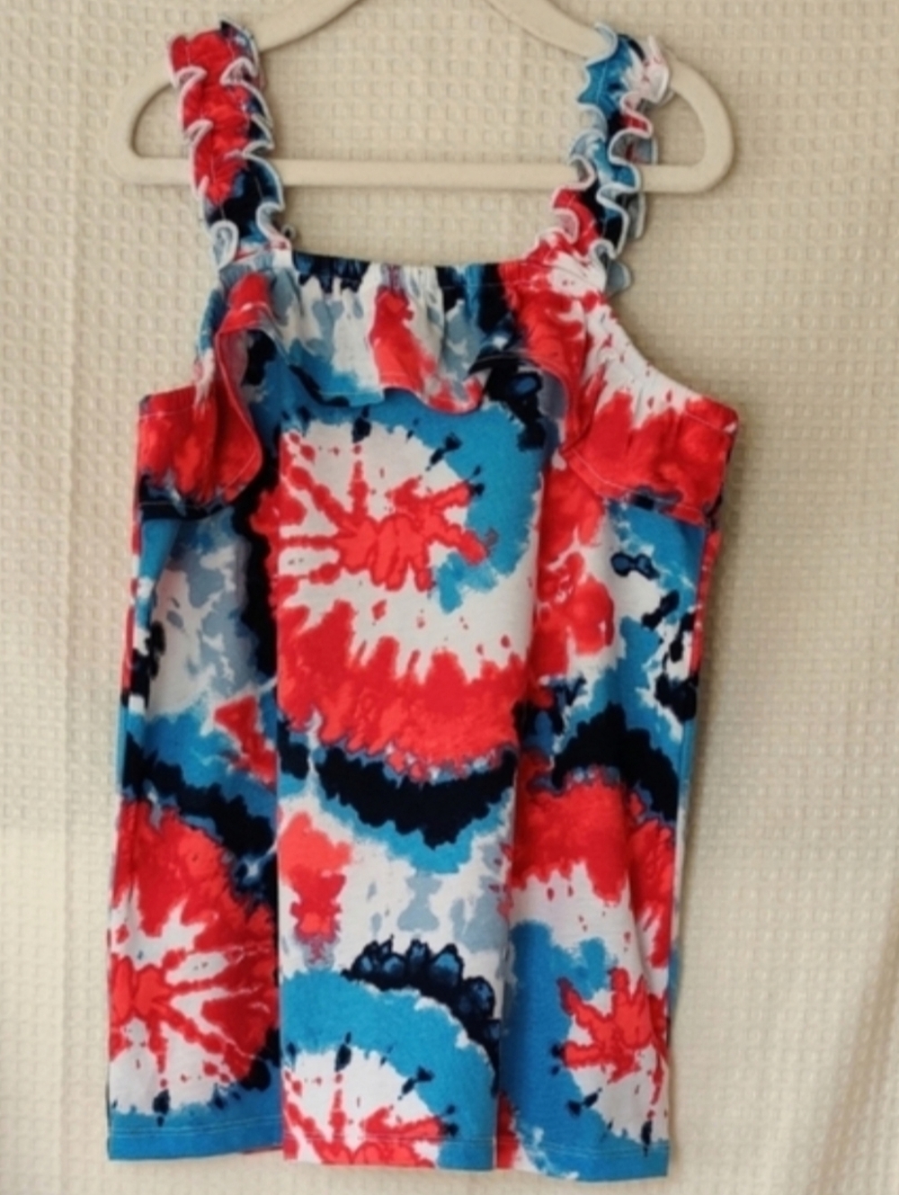 The Children's Place Red, White & Blue Tye Dye Girls Tank Top Size L 10/12 💰